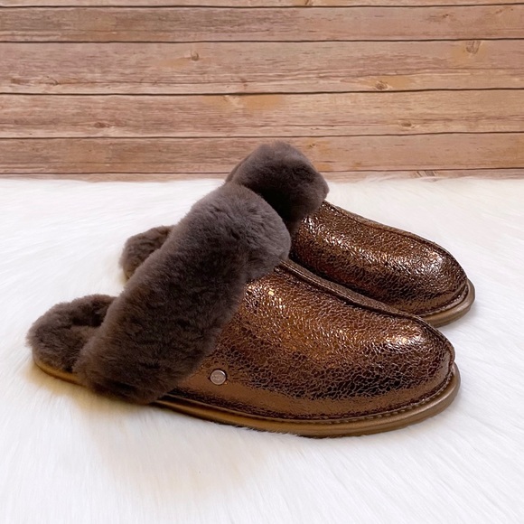 UGG Shoes - UGG Women’s Scuffette II Metallic Sparkle Bronze Leather Slippers